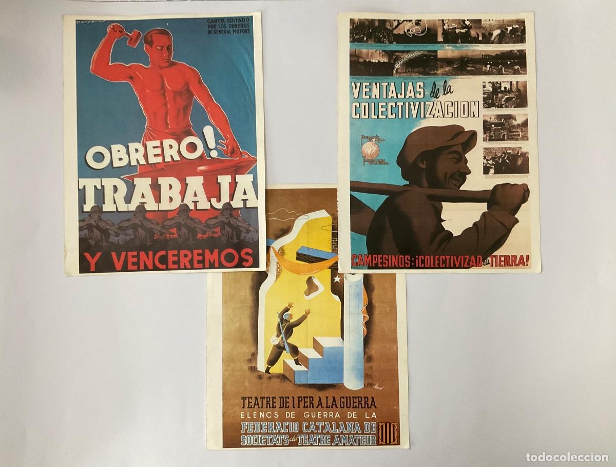 Militaria: Lote de 3 reproducciones de carteles de la Guerra Civil Espa&ntilde;ola &ndash; propaganda republicana