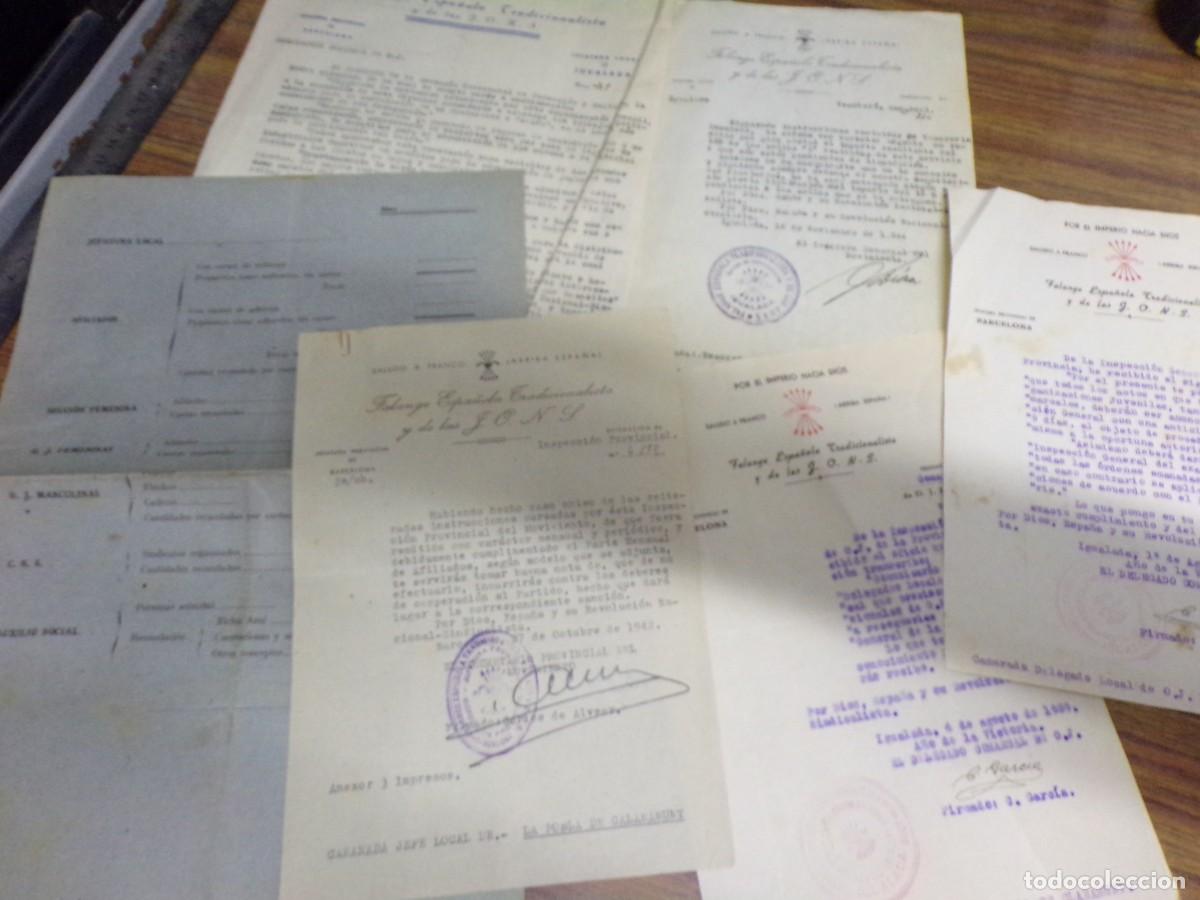 Militaria: LIQUIDANDO. documentos militar, falange. jons 1939 1940 jefatura Igualada. pobla de claramunt