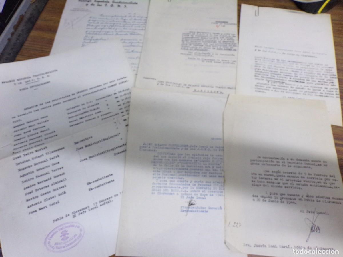 Militaria: LIQUIDANDO. documentos militar, falange. jons 1939 1940 1944 jefatura. la pobla de claramunt