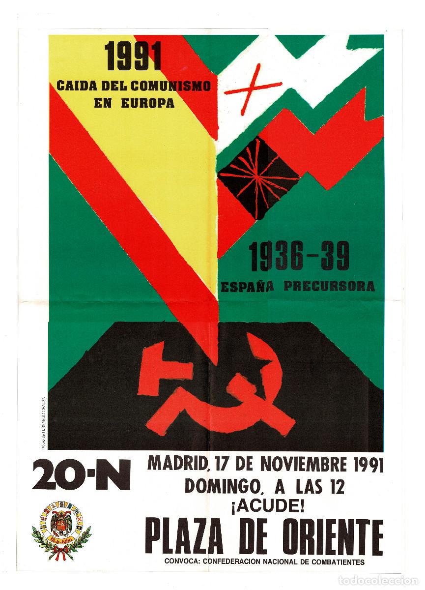 Militaria: CARTEL 1991 CONVOCA MANIFESTACI&Oacute;N EN MADRID ANIVERSARIO MUERTE DE FRANCISCO FRANCO 64X45.