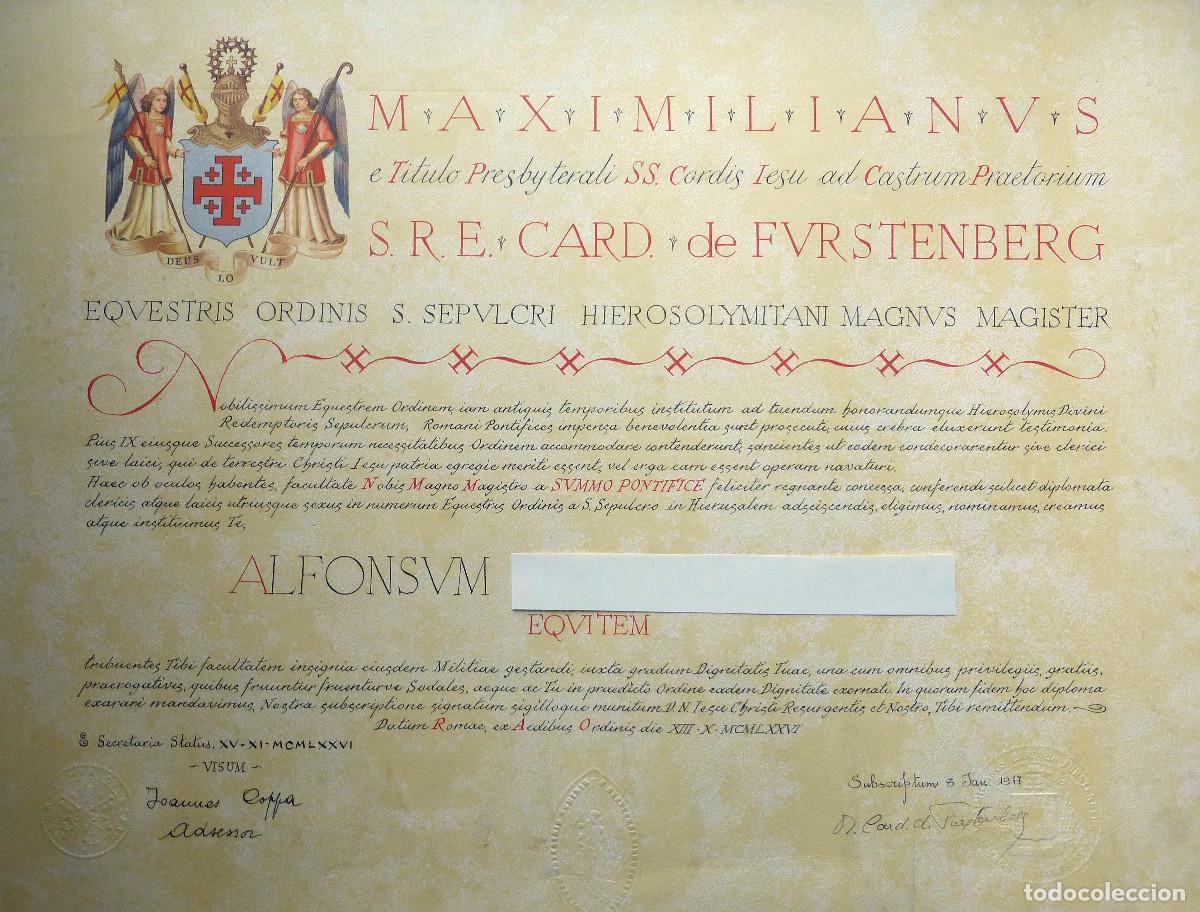Militaria: Titulo de Caballero de la Orden del Santo Sepulcro.