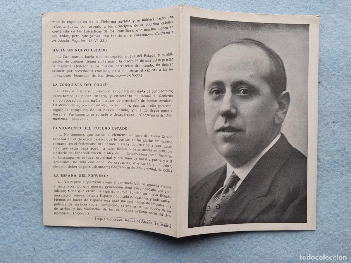 Militaria: Propaganda Pol&iacute;tica Antigua. Acci&oacute;n Popular. Jos&eacute; M&ordm; Gil Robles.