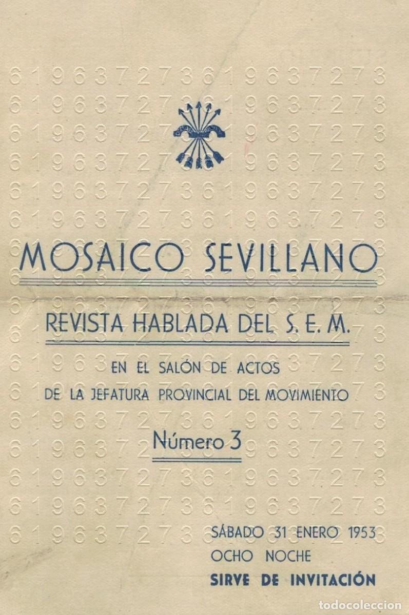 Militaria: MOSAICO SEVILLANO REVISTA HABLADA DEL SEM 1953 TARJETA INVITACION SEVILLA M18