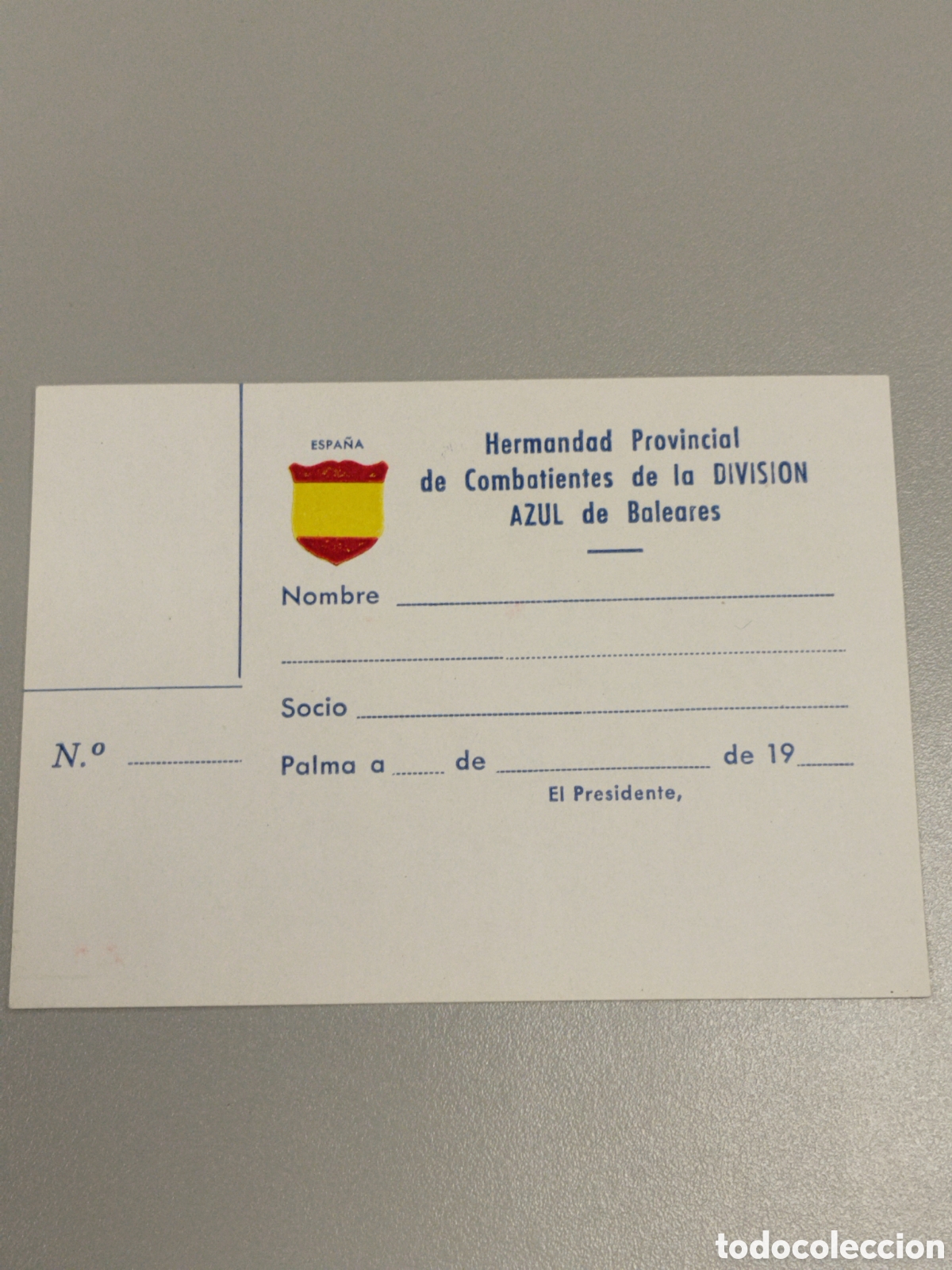 Militaria: Carnet hermandad combatientes de la divisi&oacute;n azul baleares.falange.falangista.guripa.divisionario.bl