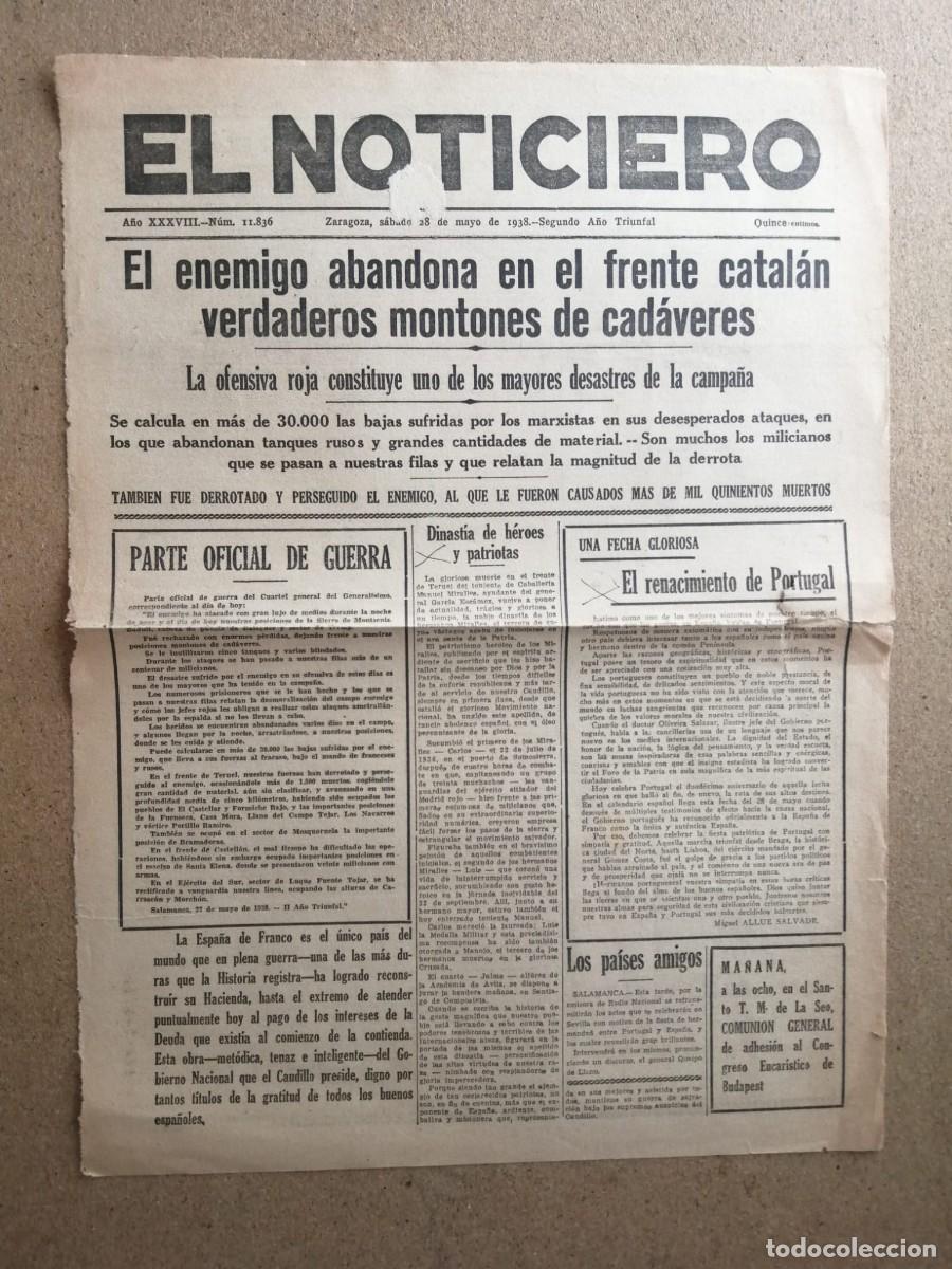 Militaria: NOTICIA DE PRENSA 1938. PARTE OFICIAL DE GUERRA - LA OFENSIVA ROJA - PAISES AMIGOS -...