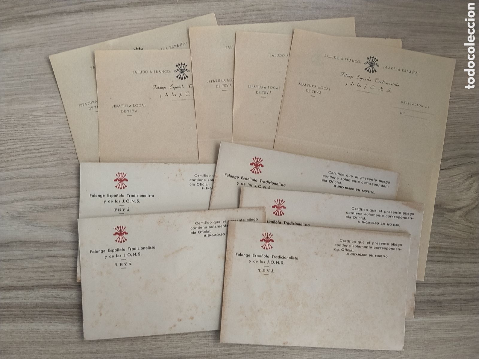 Militaria: Lote documentos inmediata post guerra Falange de Tei&aacute;.barcelona.maresme.mataro.falangista.requete.mi