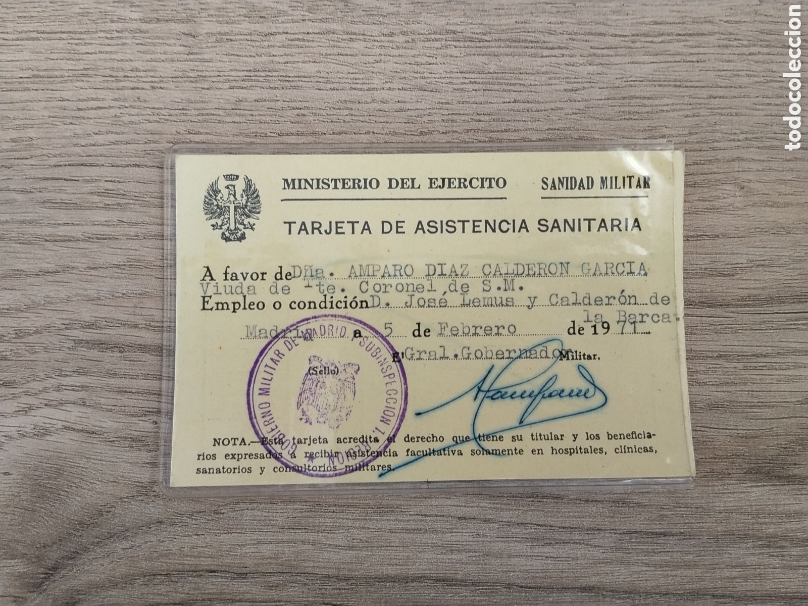 Militaria: Carnet ej&eacute;rcito espa&ntilde;ol ministerio del ej&eacute;rcito.sanidad militar.epoca de franco.franquista.infanteri