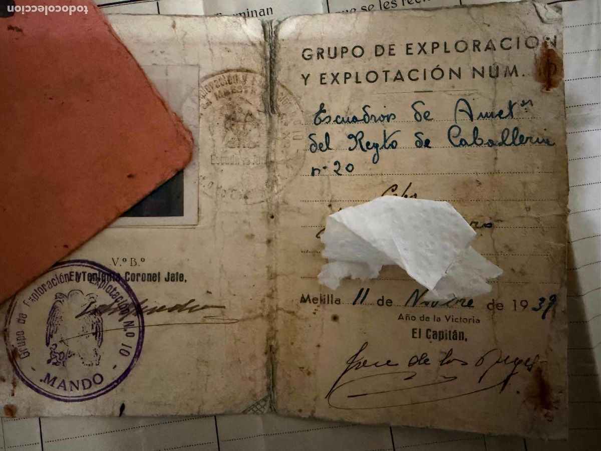 Militaria: Carnet grupo explotaci&oacute;n y exploraci&oacute;n n 10 Melilla 1939