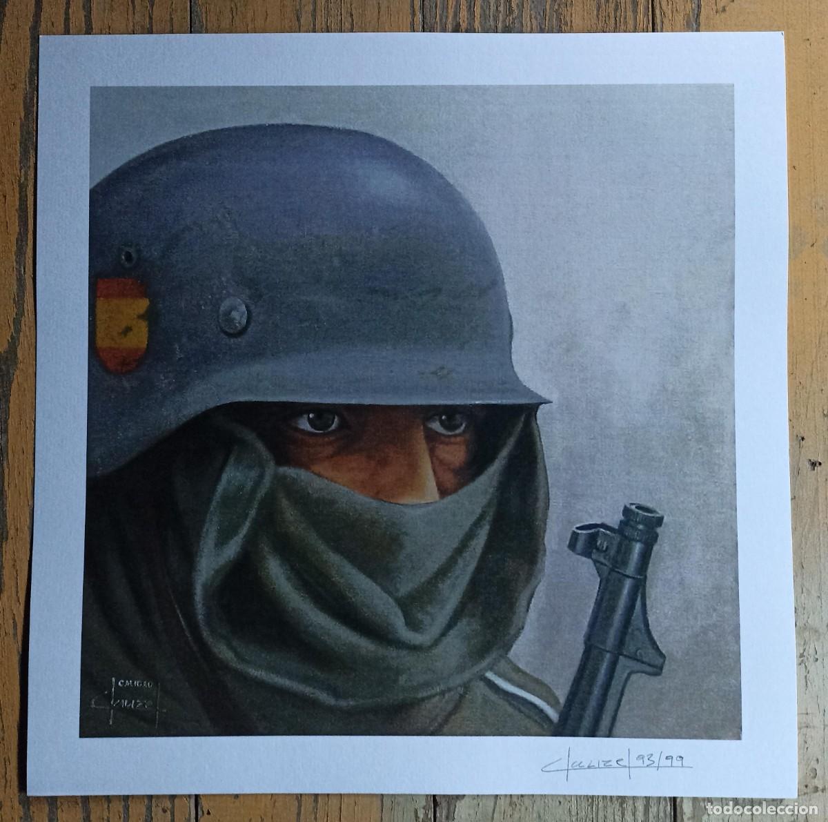Militaria: L&aacute;mina, pintura soldado Divisi&oacute;n Azul, la mirada (III Reich Hitler- Nazi- Alemania) WWII