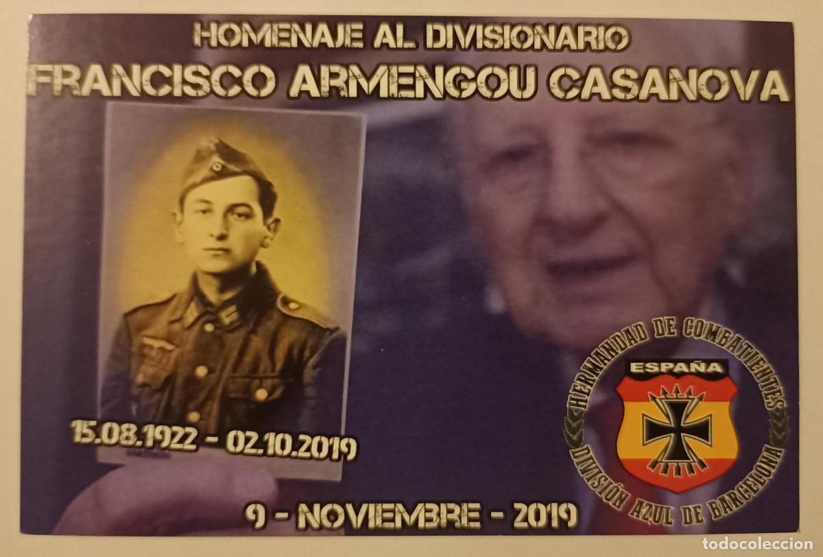 Military Antiques: Tarjeta Divisionario Francisco Armengou Casanova (III Reich Hitler- Nazi- Alemania) WWII