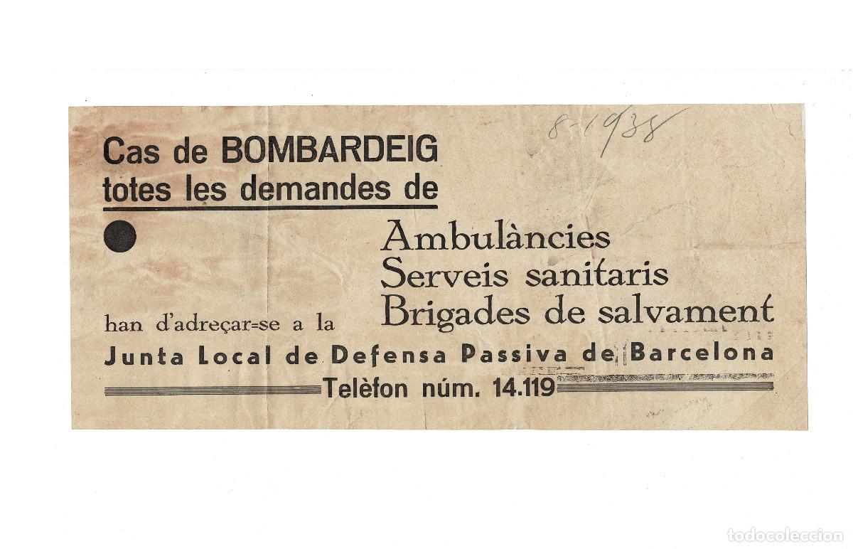 Militaria: AVISO OFICIAL EMITIDO EN BARCELONA DURANTE LA GUERRA CIVIL ESPA&Ntilde;OLA.