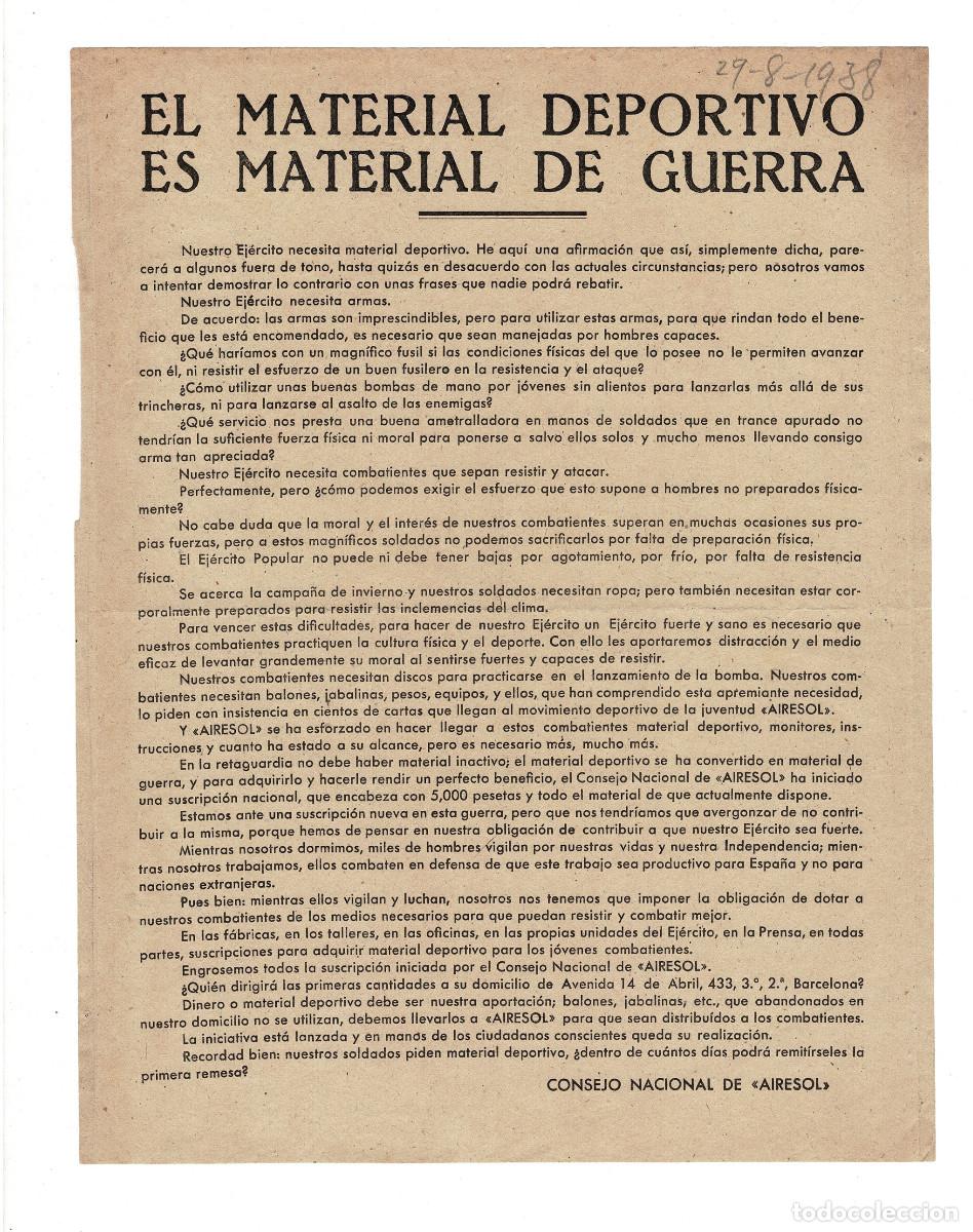 Militaria: PROPAGANDA CONSEJO NACIONAL DE AIRESOL 1938, GUERRA CIVIL ESPA&Ntilde;OLA. EJ&Eacute;RCITO POPULAR.