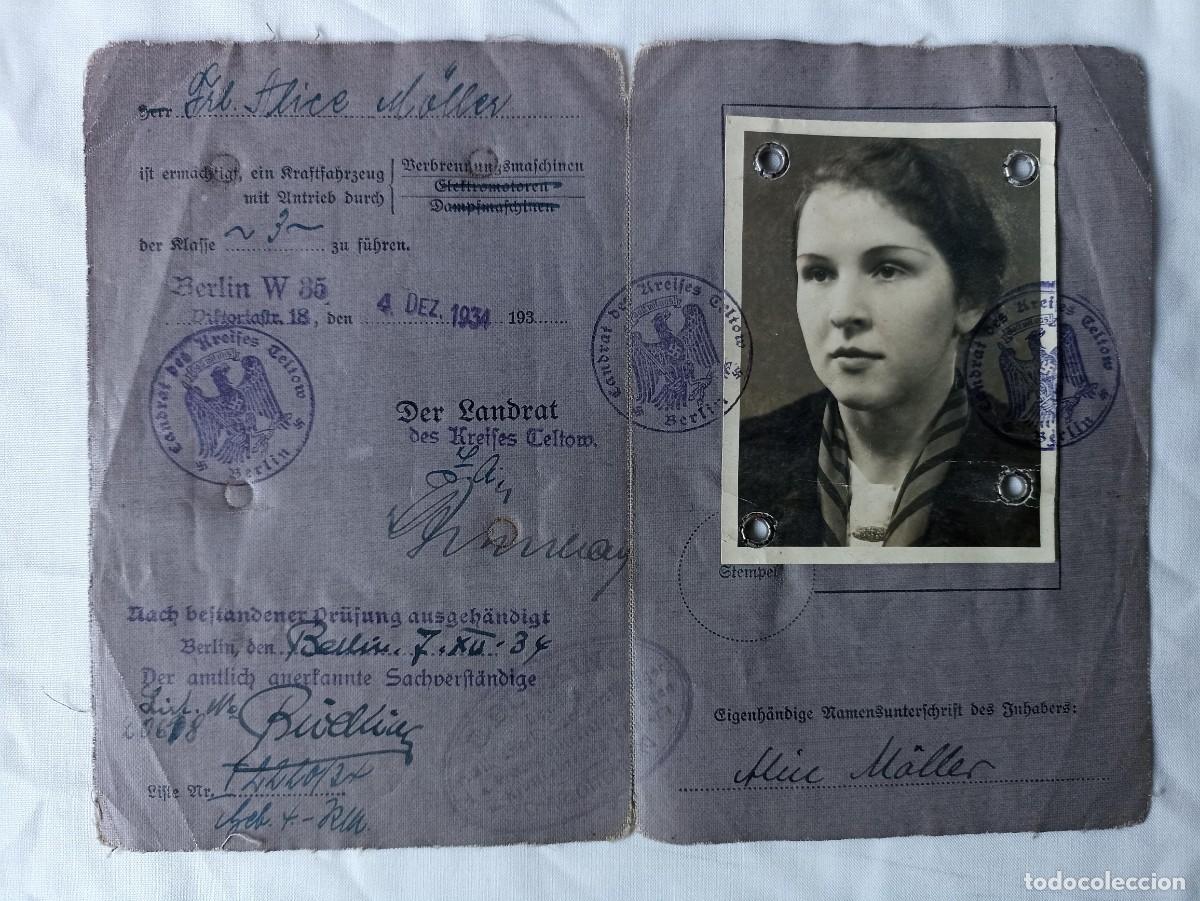 Militaria: Licencia de conducir, f&uuml;hrerfchein original (III Reich Hitler- Nazi- Alemania) WWII de 1934