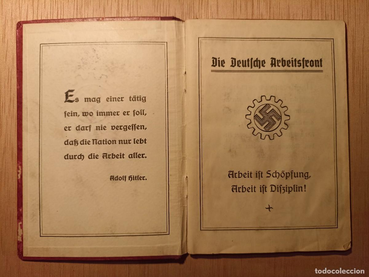 Militaria: Cartilla del Die Deutsche Arbeitsfront, documento (III Reich Hitler- Nazi- Alemania) WWII