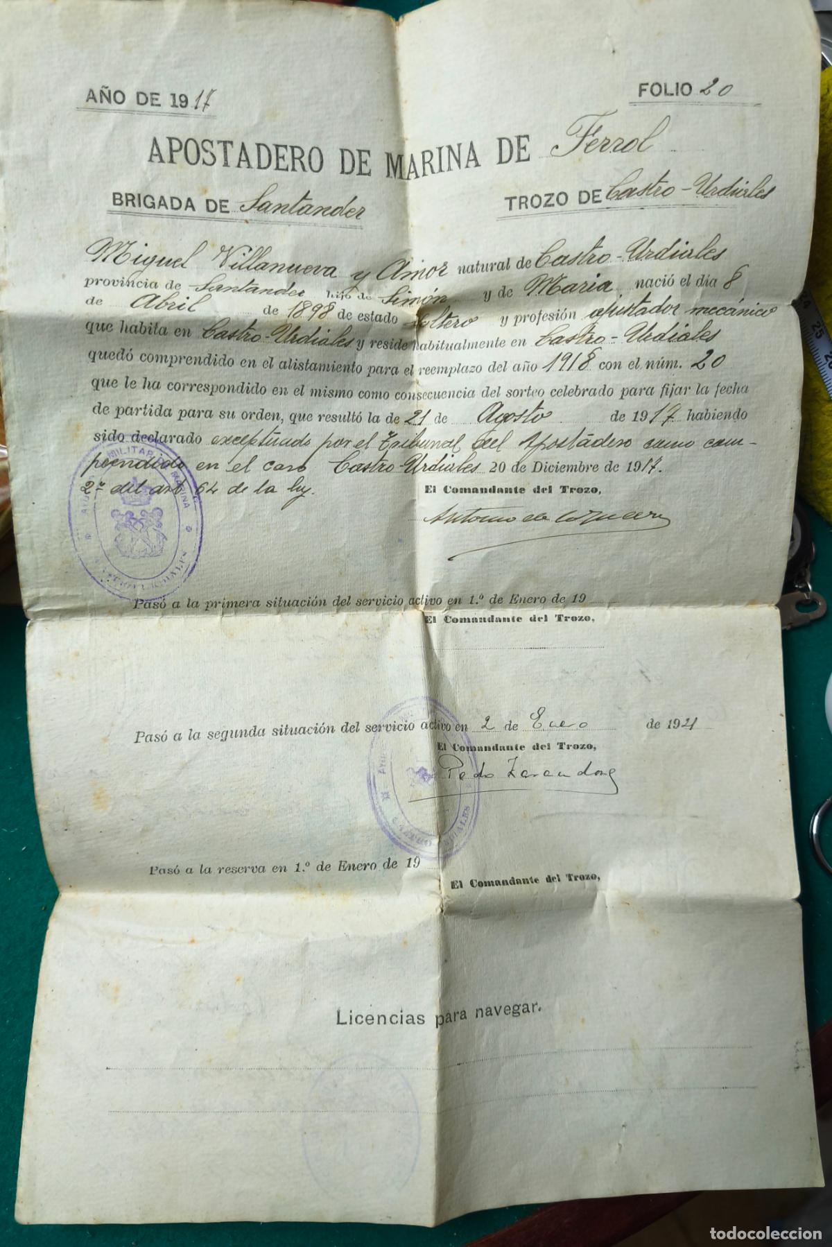 Militaria: Apostadero de Marina de Ferrol, Brigada de Santander. Trozo de Castro Urdiales. 1917