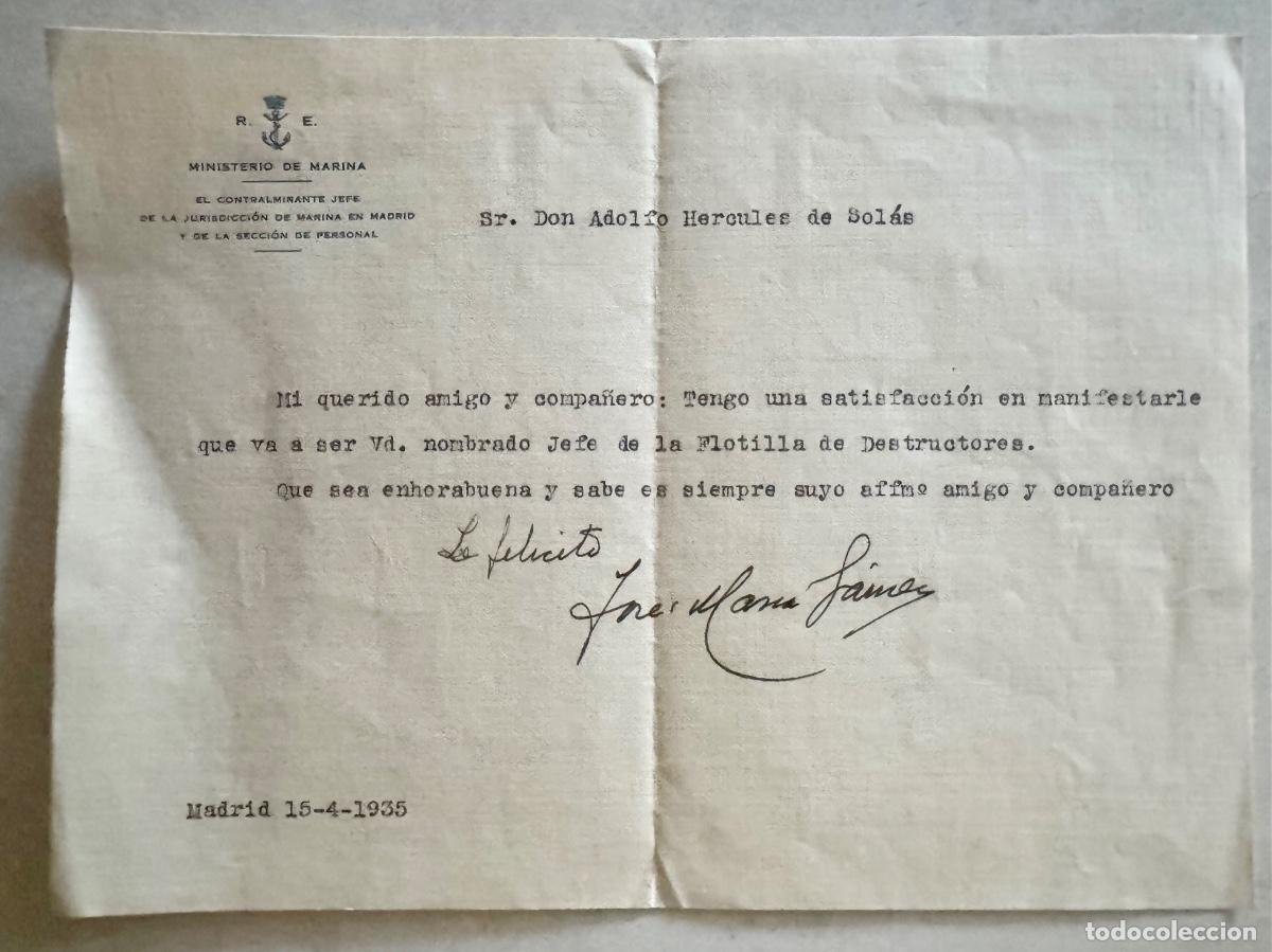 Militaria: MARINA REP&Uacute;BLICA ESPA&Ntilde;OLA - CONTRALMIRANTE JEFE MADRID -NOMBRAMIENTO JEFE FLOTILLA DESTRUCTORES 1935