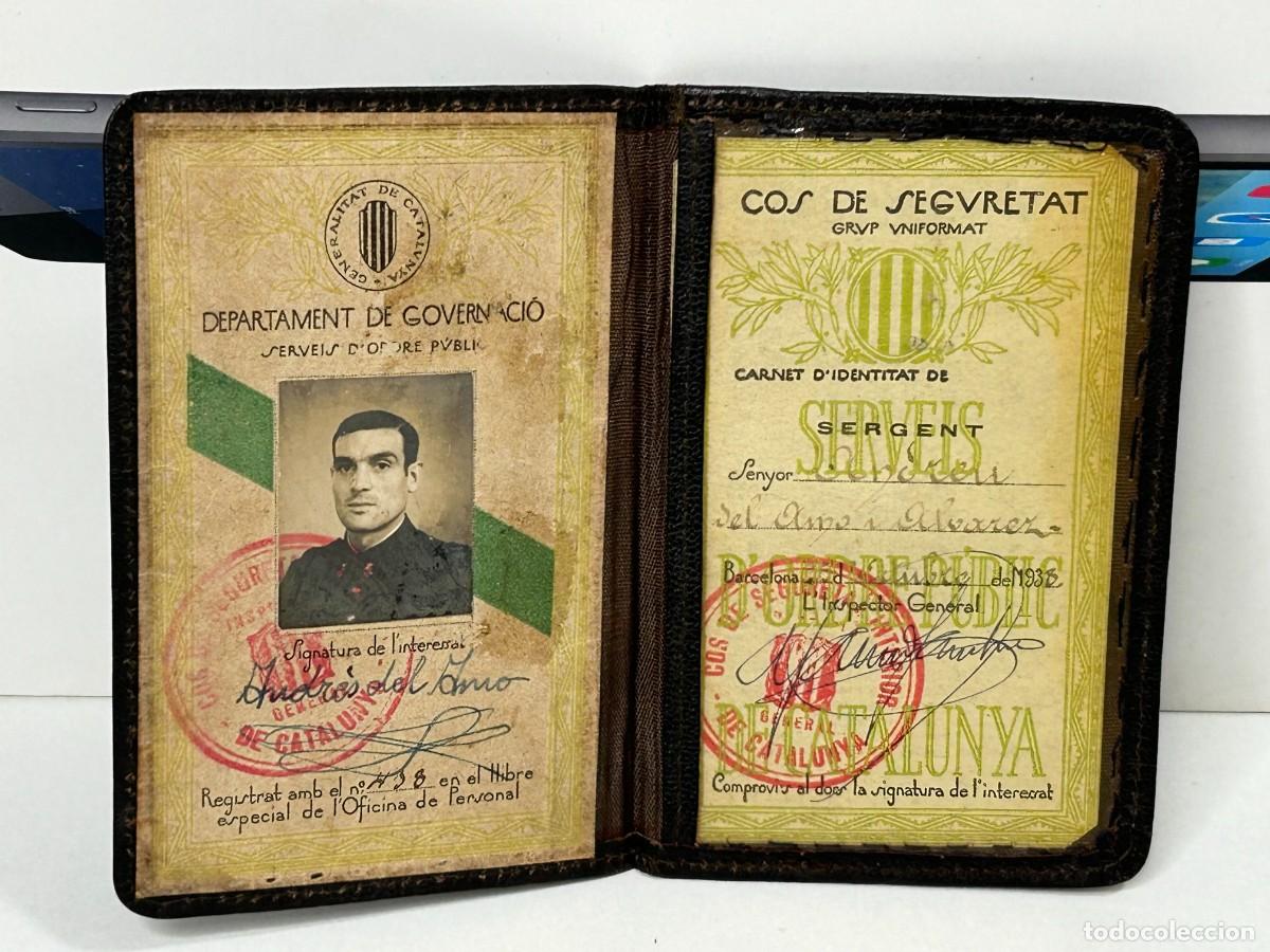 Militaria: ANTIGUO CARNET CUERPO SEGURIDAD SARGENTO GRUPO UNIFORMADO GENERALITAT CATALUNYA A&Ntilde;O 1938