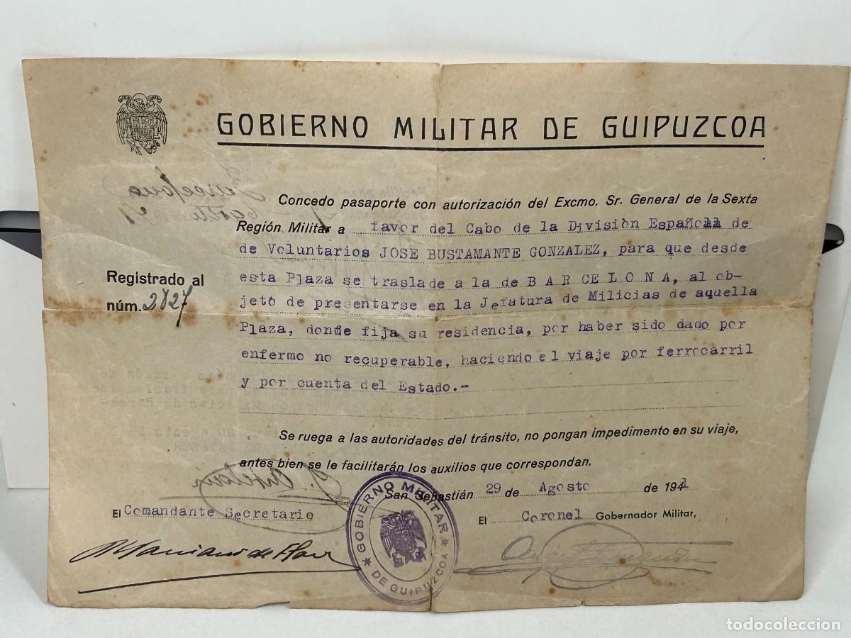 Militaria: ANTIGUO DOCUMENTO GOBIERNO MILITAR GUIPUZCOA DIVISI&Oacute;N ESPA&Ntilde;OLA 1941