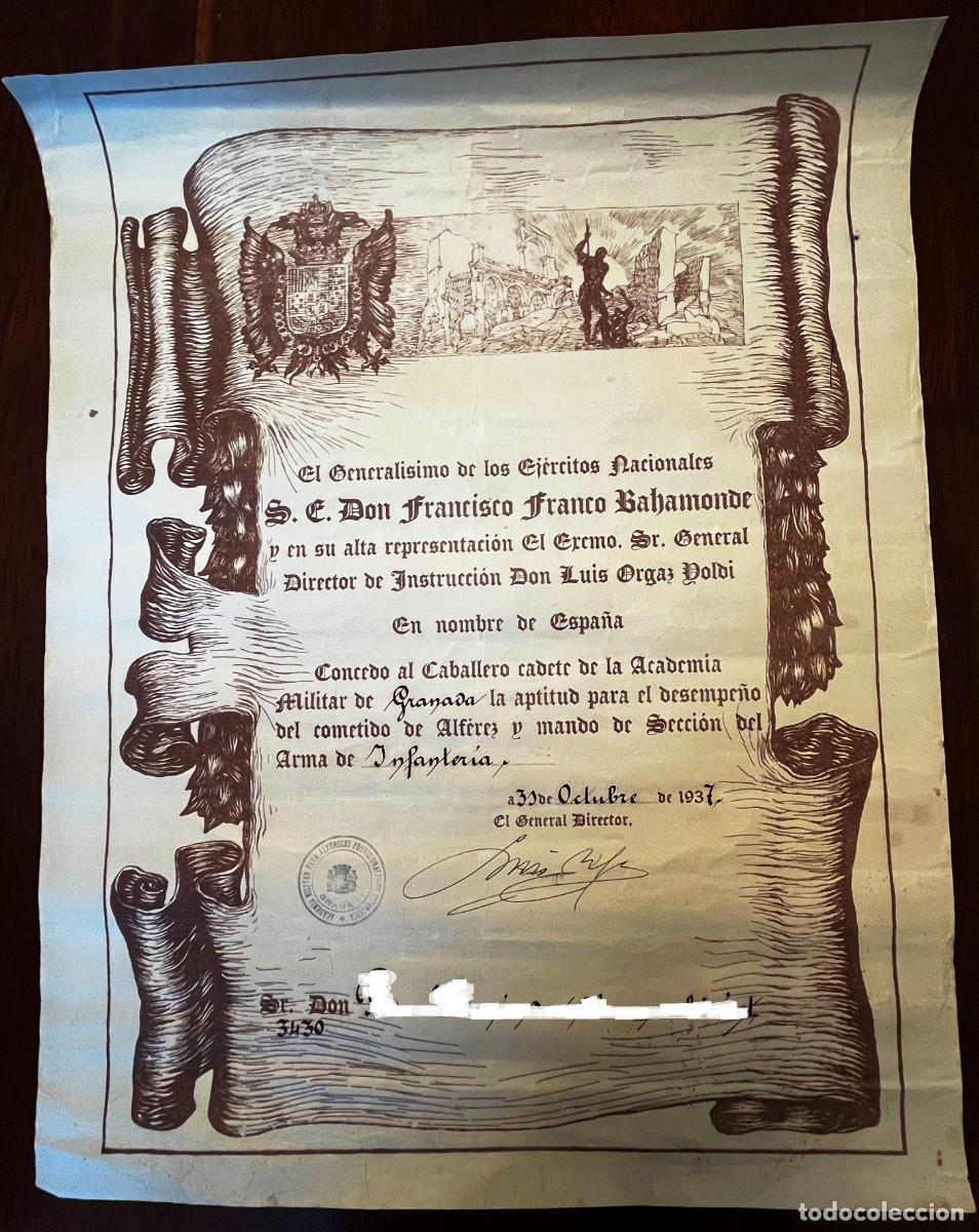 Militaria: Nombramiento durante la Guerra Civil Espa&ntilde;ola en 1937. de Alf&eacute;rez Provisional de Infanter&iacute;a expedid