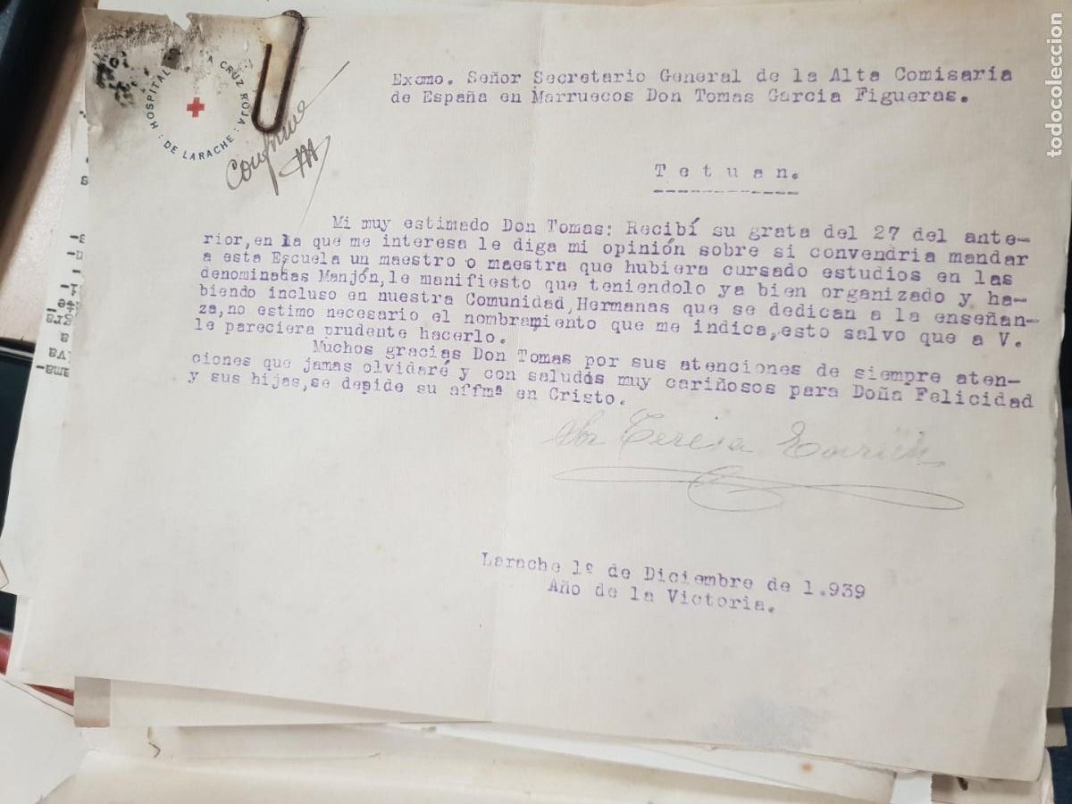 Militaria: Correspondencia militar tomas garcia figueras con estado mayor mandos y religiosas etc