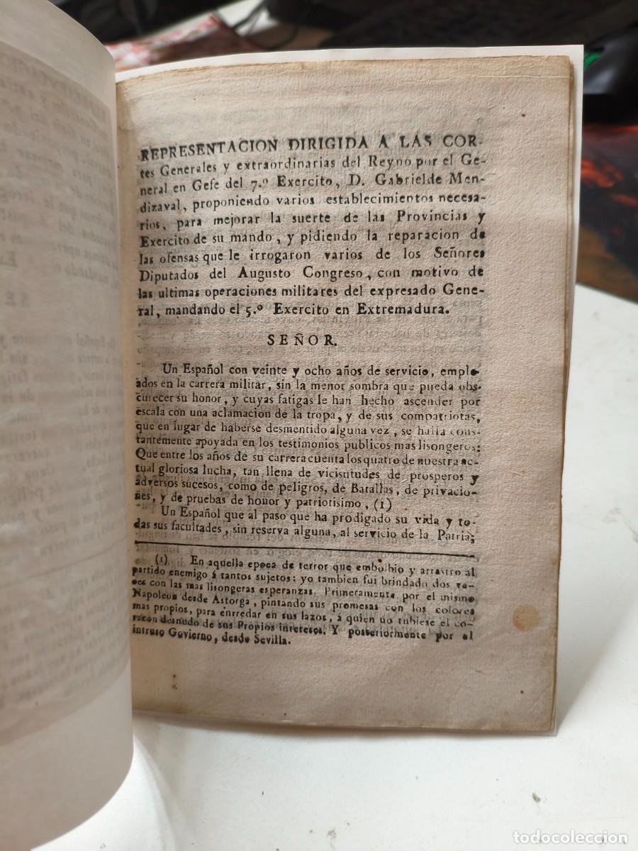 Militaria: Representaci&oacute;n cortes Generales Exercito Ejercito Gabriel de Mendizabal. Exxtremadura. 1812.