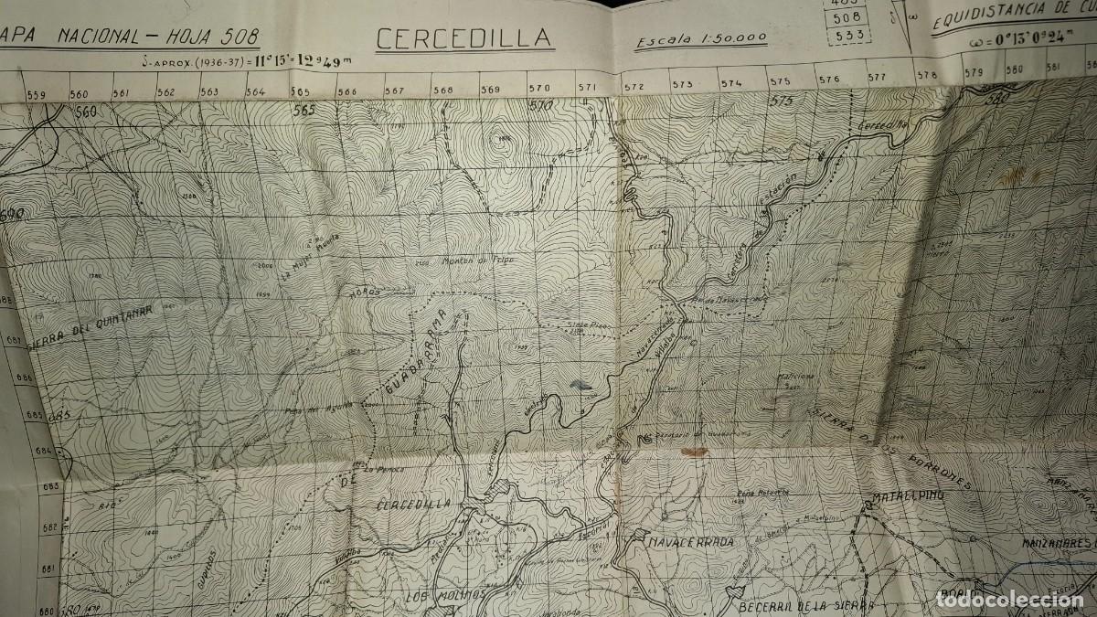 Militaria: Mapa nacional. F.E. J.ON.S. de Valladolid. Cercedilla. 1936-37