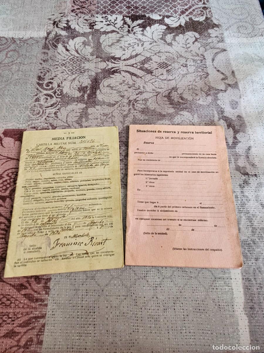 Militaria: Antiguo Lote De Cartilla Militar Media Filiaci&oacute;n Y Hoja De Movilizaci&oacute;n De Mi Abuelo 1920.