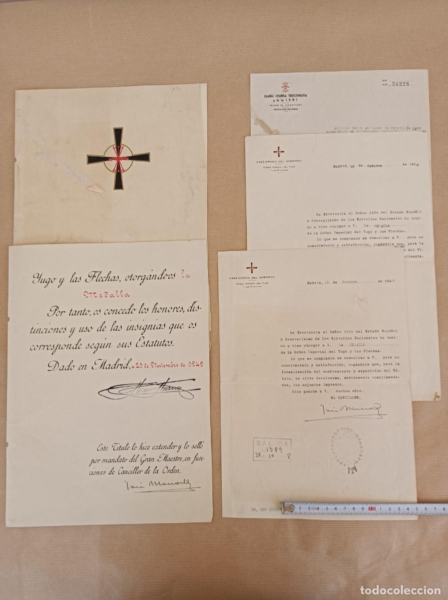 Militaria: CONCESI&Oacute;N MEDALLA Y NOMBRAMIENTO 1948 CABALLERO DE LA ORDEN IMPERIAL DEL YUGO Y LAS FLECHAS
