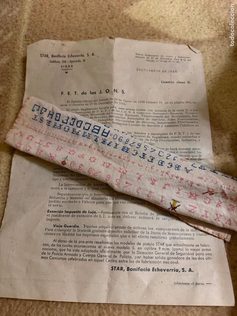 Militaria: Hoja F.e.t de las J.o.n.s star Bonifacio Echevarr&iacute;a 1945