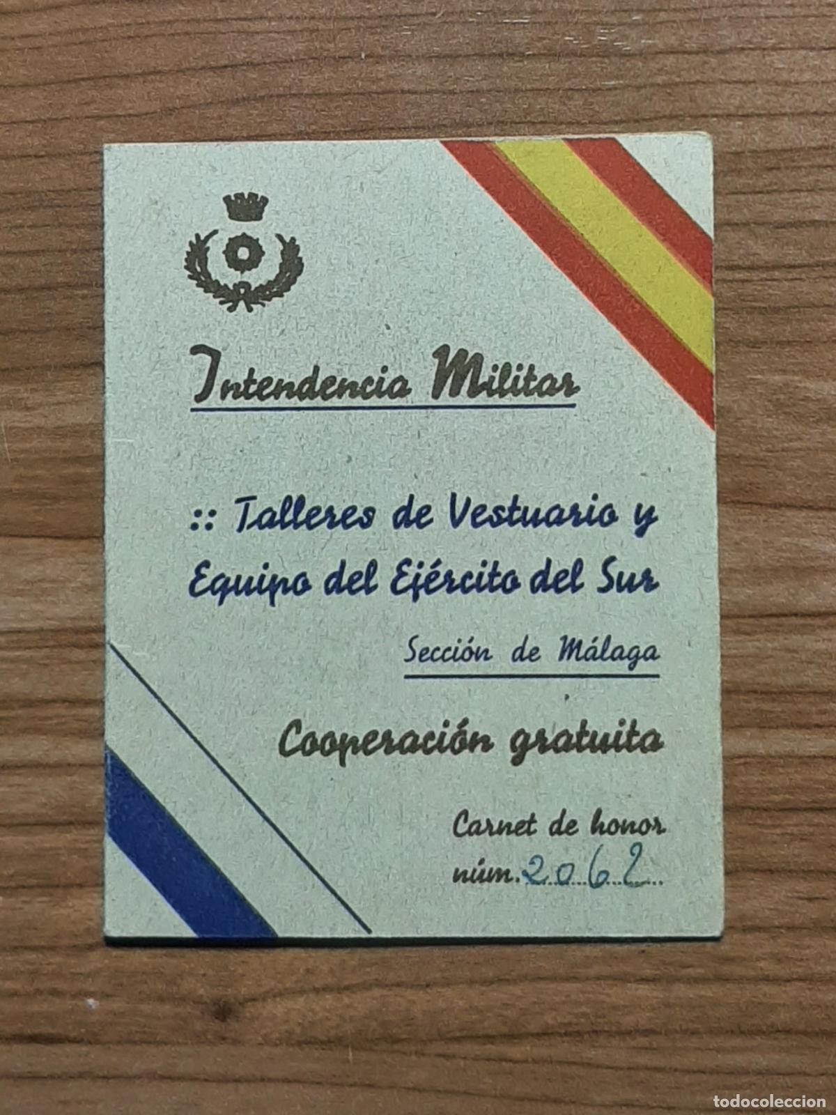Militaria: CARNET COOPERACION GRATUITA TALLERES EJERCITO DEL SUR MALAGA 1937 GUERRA CIVIL FRENTES Y HOSPITALES