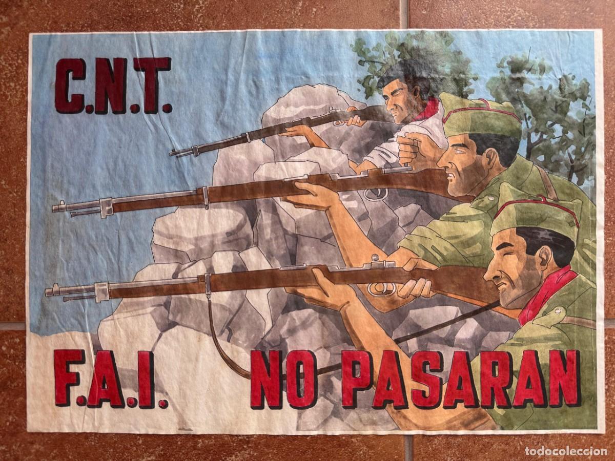 Militaria: CARTEL REPUBLICANO - CNT, FAI NO PASARAN