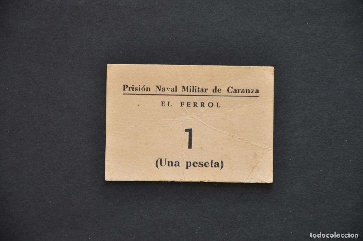 Militaria: VALE POR UNA PESETA - PRISION NAVAL MILITAR DE CARANZA (EL FERROL)