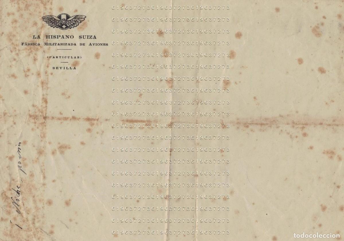 Militaria: SEVILLA LA HISPANO SUIZA FABRICA MILITARIZADA DE AVIONES CON POESIA AL DORSO M5