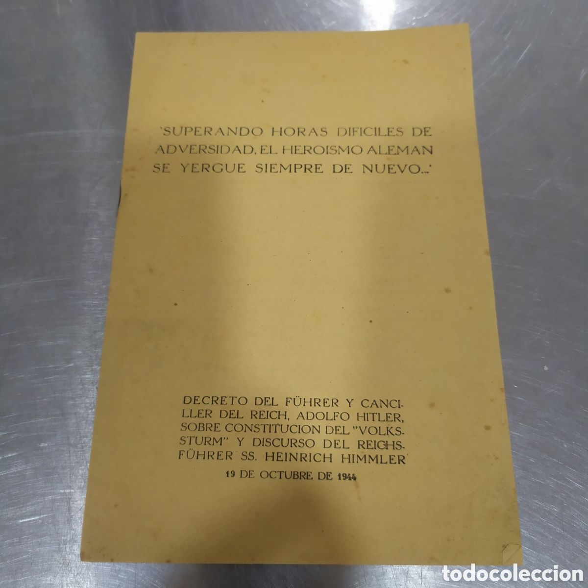 Militaria: Decreto de Hitler 1944 - Constituci&oacute;n del Volkssturm