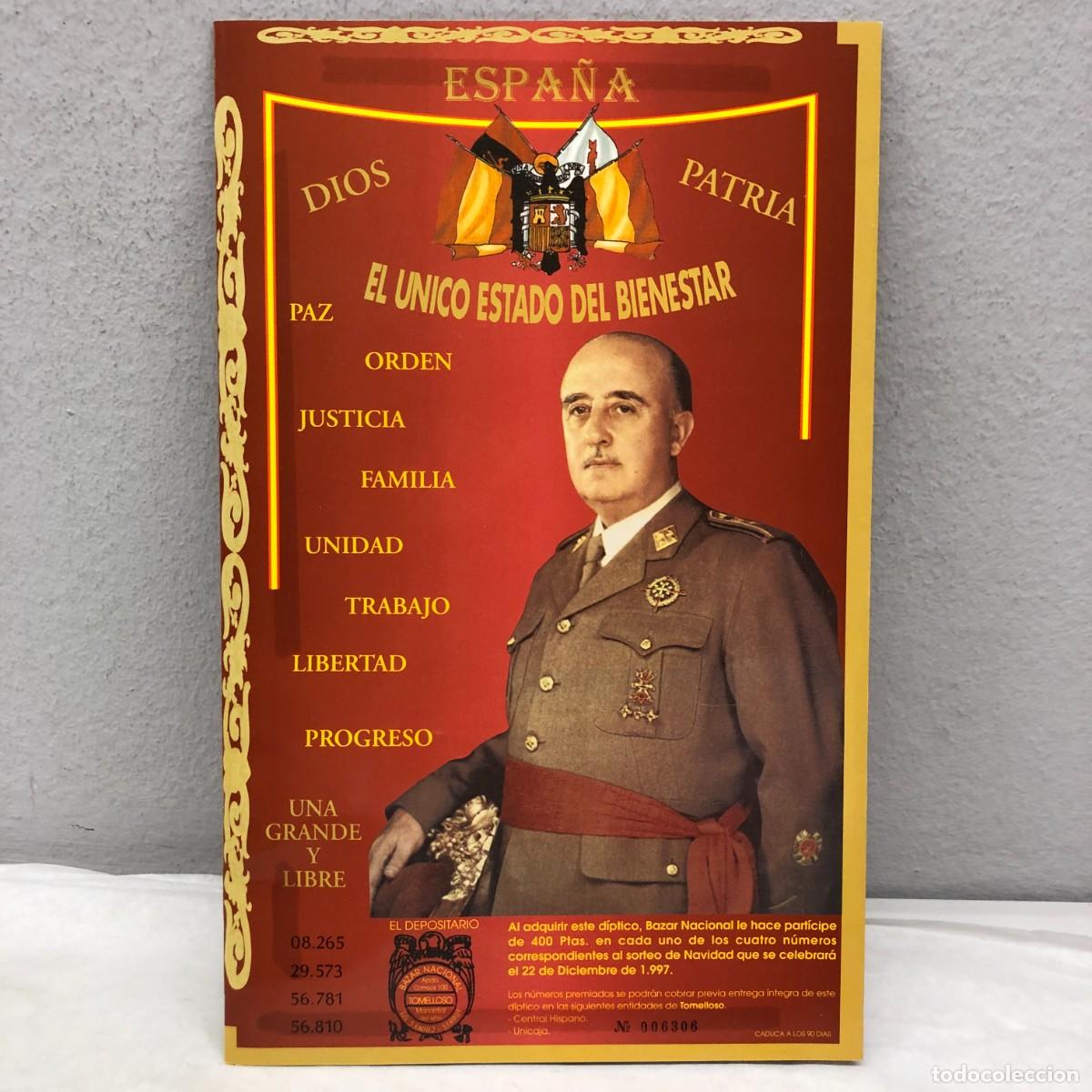 Militaria: PARTICIPACI&Oacute;N DE LOTER&Iacute;A - BAZAR NACIONAL - FRANQUISTA - FRANCISCO FRANCO - CON HIMNO AUDIO / 1175