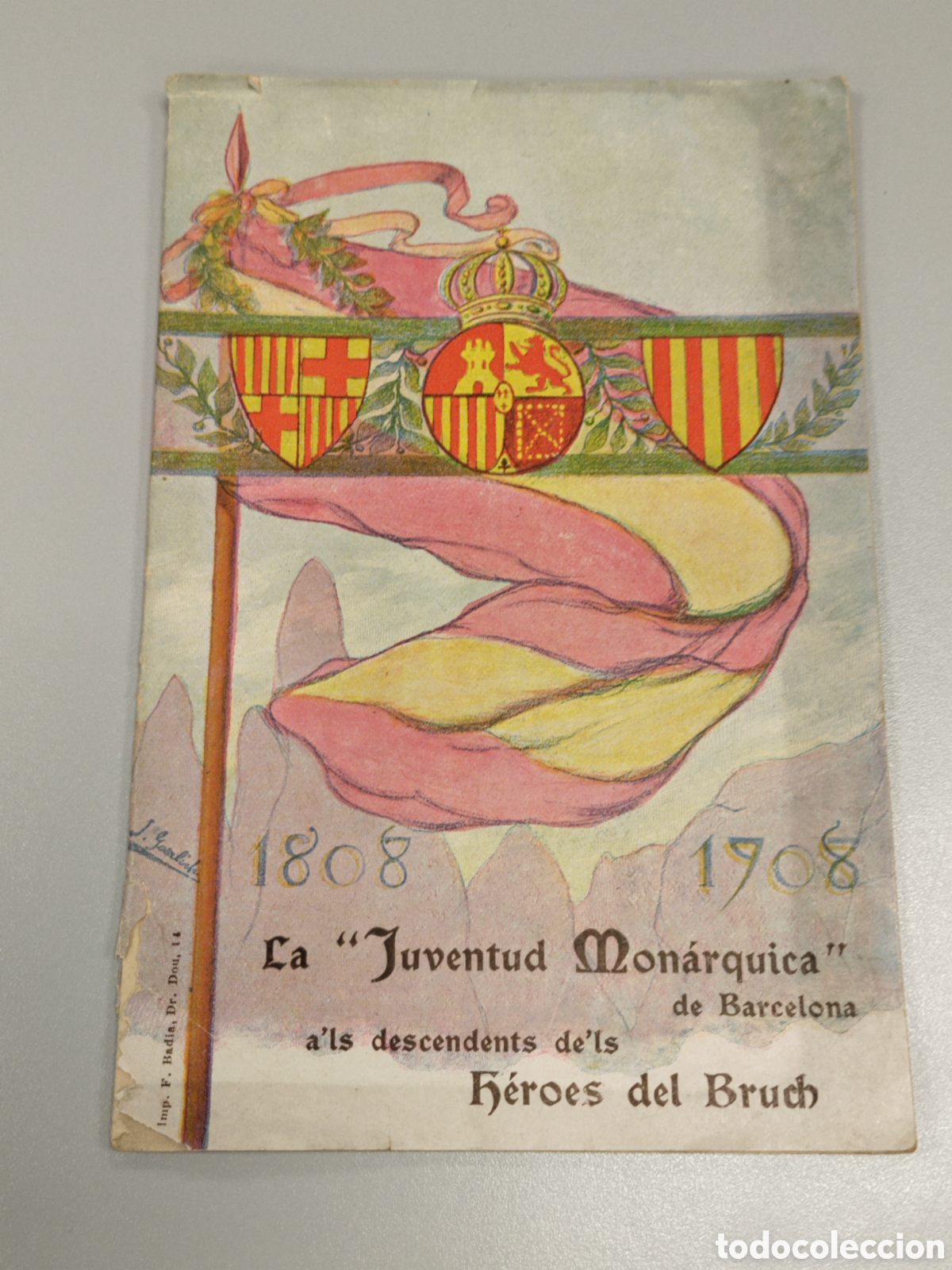 Militaria: Libreto la juventud monarquica de Barcelona.ex libris.alfonso XIII.militar.borbones.1908