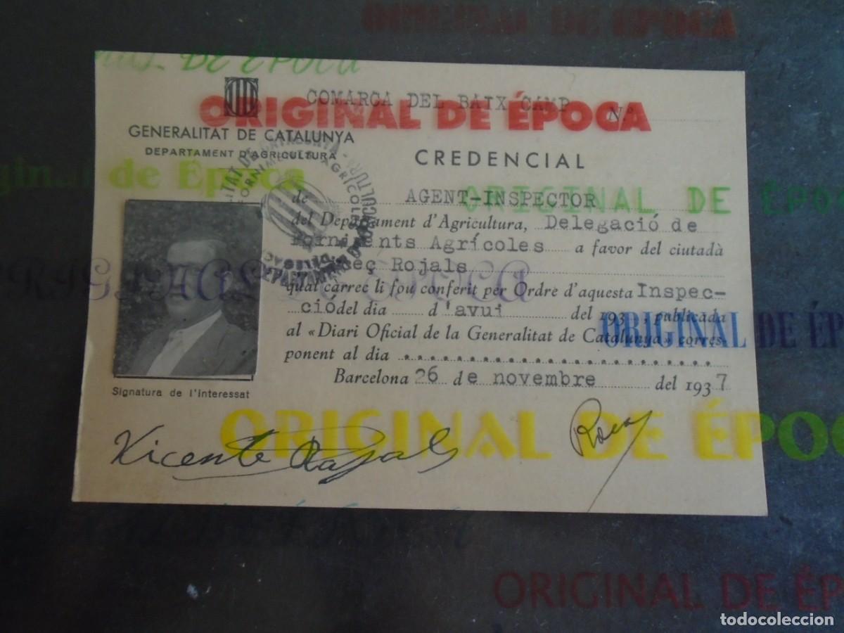 Militaria: (MI-260605)CARNET GENERALITAT DE CATALUNYA AGENT-INSPECTOR DEPARTAMENT D&acute;AGRICULTURA-GUERRA CIVIL