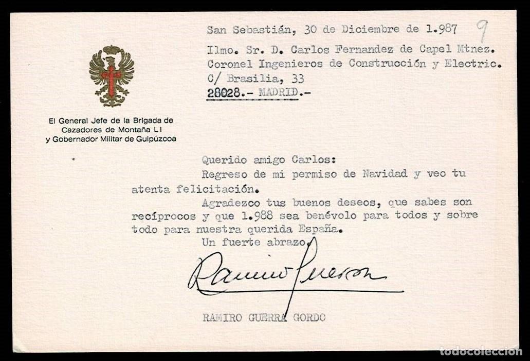 Militaria: C3-3-9 Felicitacion del GENERAL JEFE DE LA BRIGADA DE CAZADORES DE MONTA&Ntilde;A LI Y GOBERNADOR MILITAR