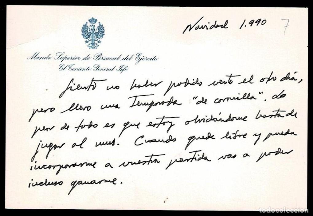 Militaria: C3-3-7 Felicitacion de D. JOSE RAMON ESCRIBANO EL TENIENTE GENERAL JEFE - MANDO SUPERIOR DE PERSONA