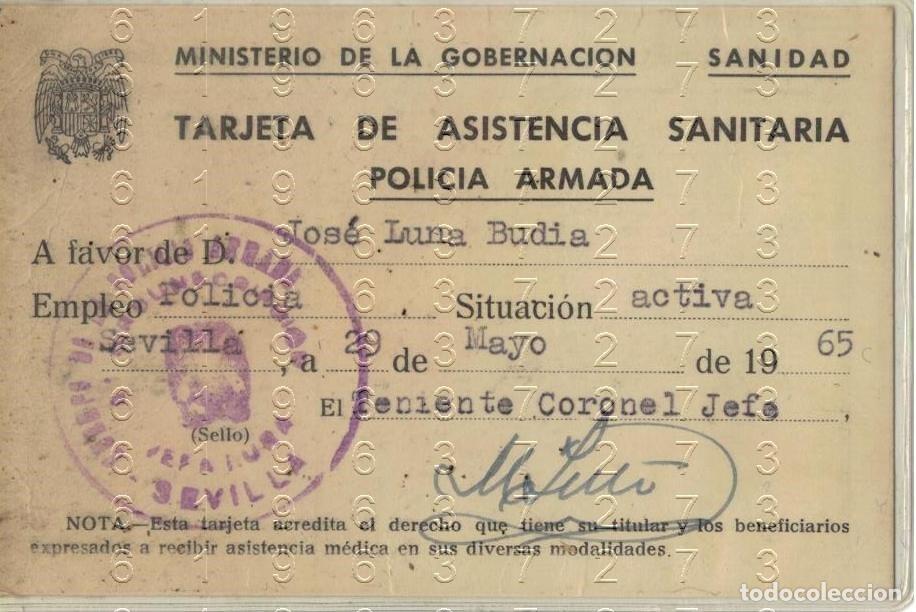 Militaria: SEVILLA POLICIA ARMADA TARJETA SANITARIA 1965 B47