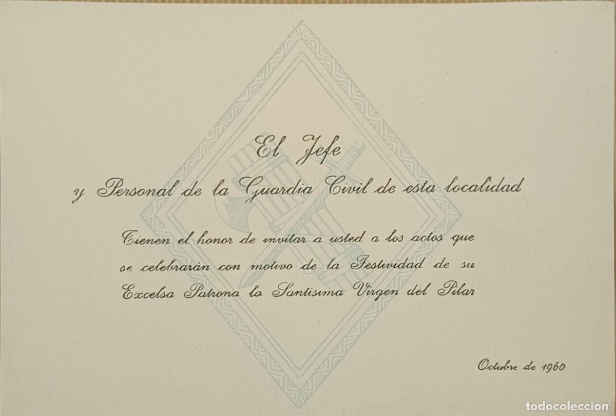 Militaria: TARJETA INVITACION HISTORICA DE LA GUARDIA CIVIL 1960