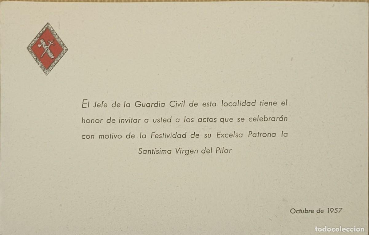 Militaria: TARJETA INVITACION HISTORICA DE LA GUARDIA CIVIL 1957