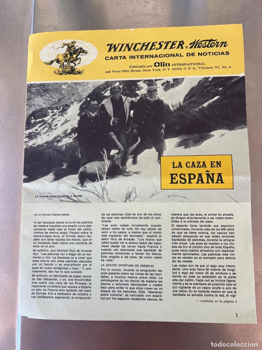 Militaria: WINCHESTER WESTER CARTA INTERNACIONAL NOTICIAS LA CAZA EN ESPA&Ntilde;A A&Ntilde;OS 60