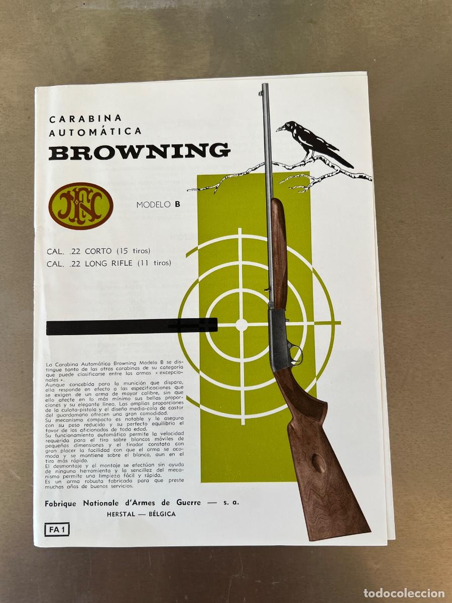 Militaria: CATALOGO BROWNING CARABINAS AUTOMATICAS MODELO B CAL. 22