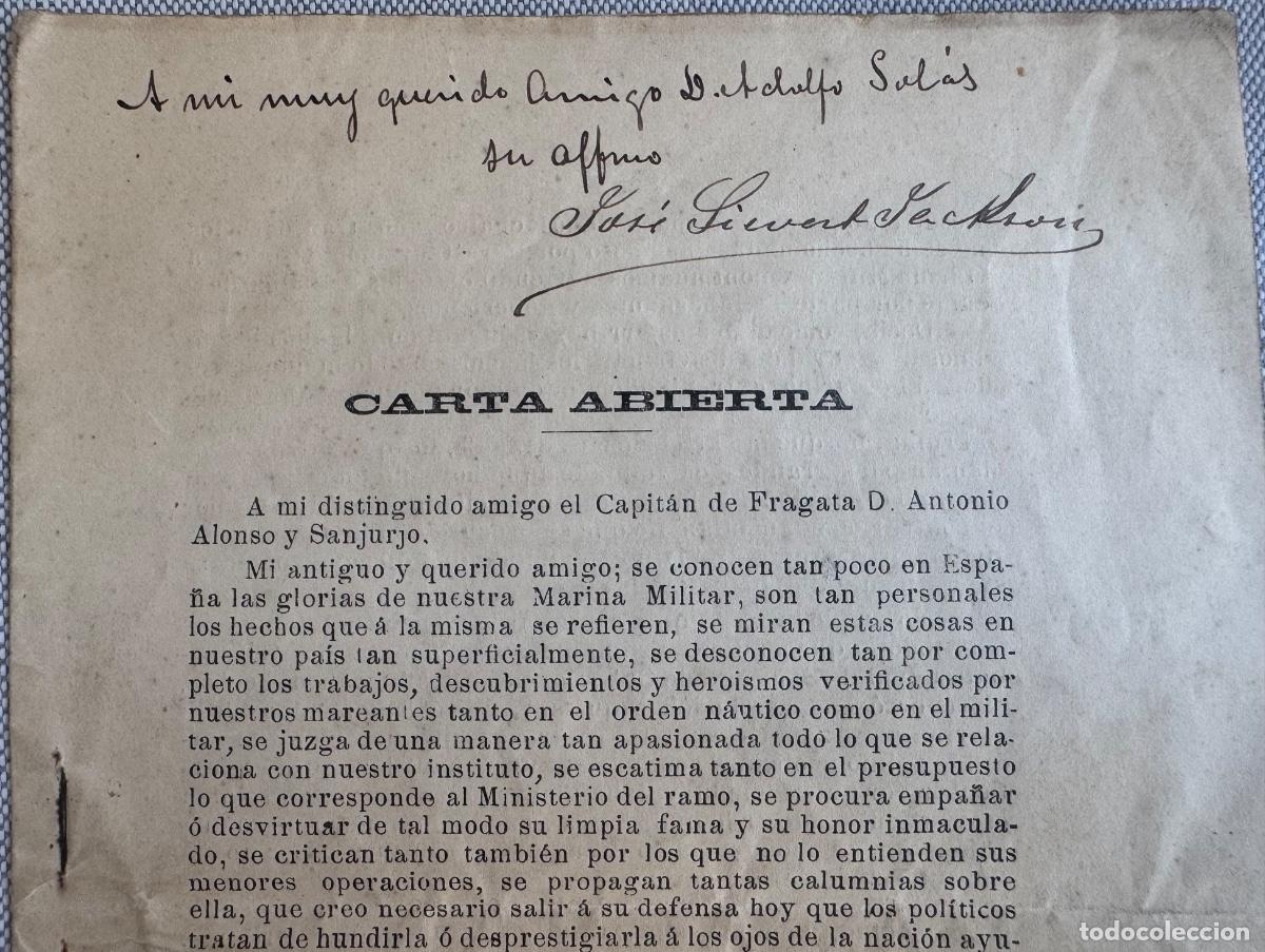 Militaria: MARINA MILITAR - CARTA ABIERTA - JOS&Eacute; SIEVERT JACKSON - M&Eacute;DICO MAYOR ARMADA - SAN FERNANDO 1902