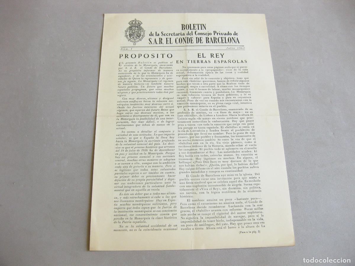 Militaria: REVISTA BOLET&Iacute;N N&ordm; 1 DE LA SECRETAR&Iacute;A DEL CONSEJO PRIVADO DEL CONDE DE BARCELONA. JUAN DE BORBON.