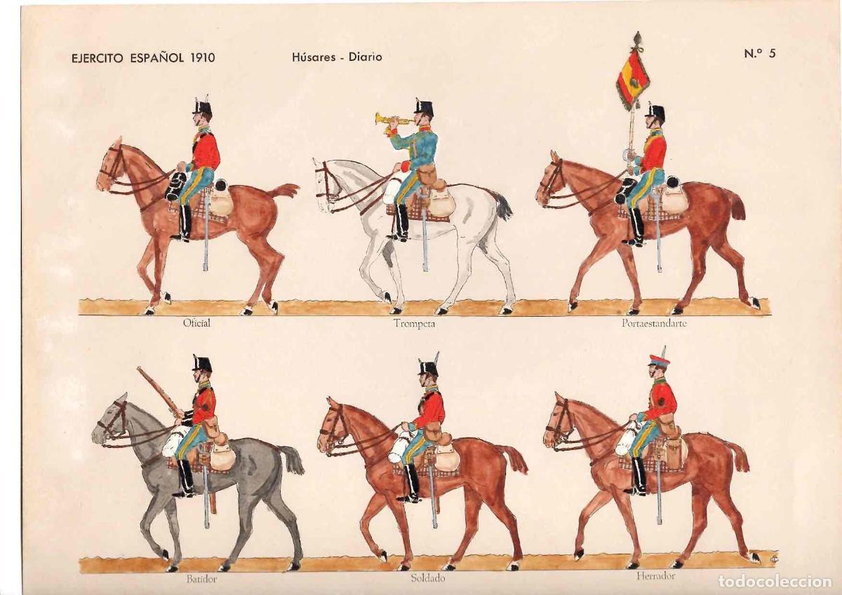 Militaria: RECORTABLE EJERCITO ESPA&Ntilde;OL 1910 HUSARES DIARIO. N&ordm; 5, 1974