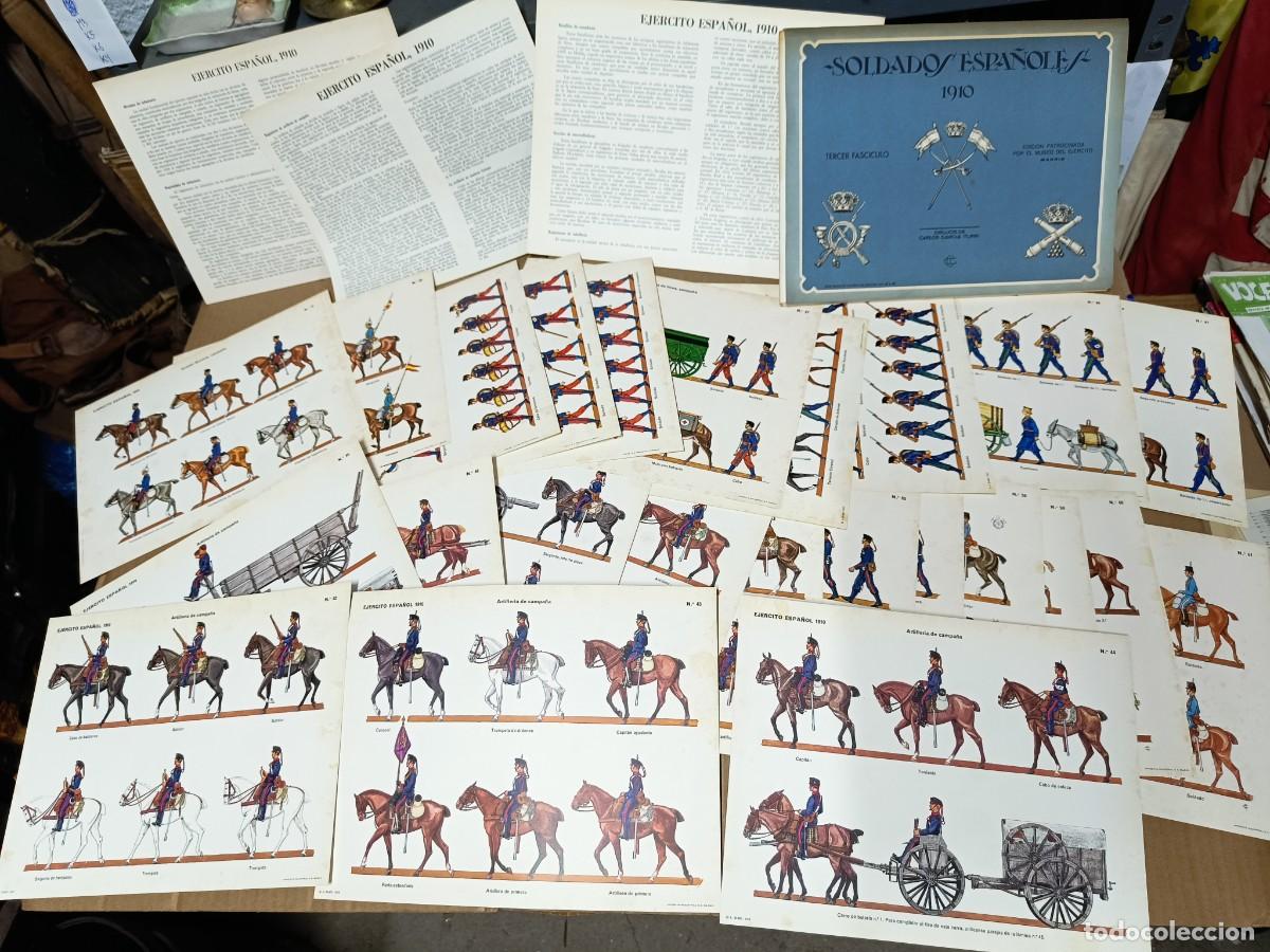 Military Antiques: GRAN LOTE DE 27 ANTIGUAS LAMINAS Y CARPETA SOLDADOS ESPA&Ntilde;OLES 1910, UNIFORMES EJERCITO, MILITAR P26