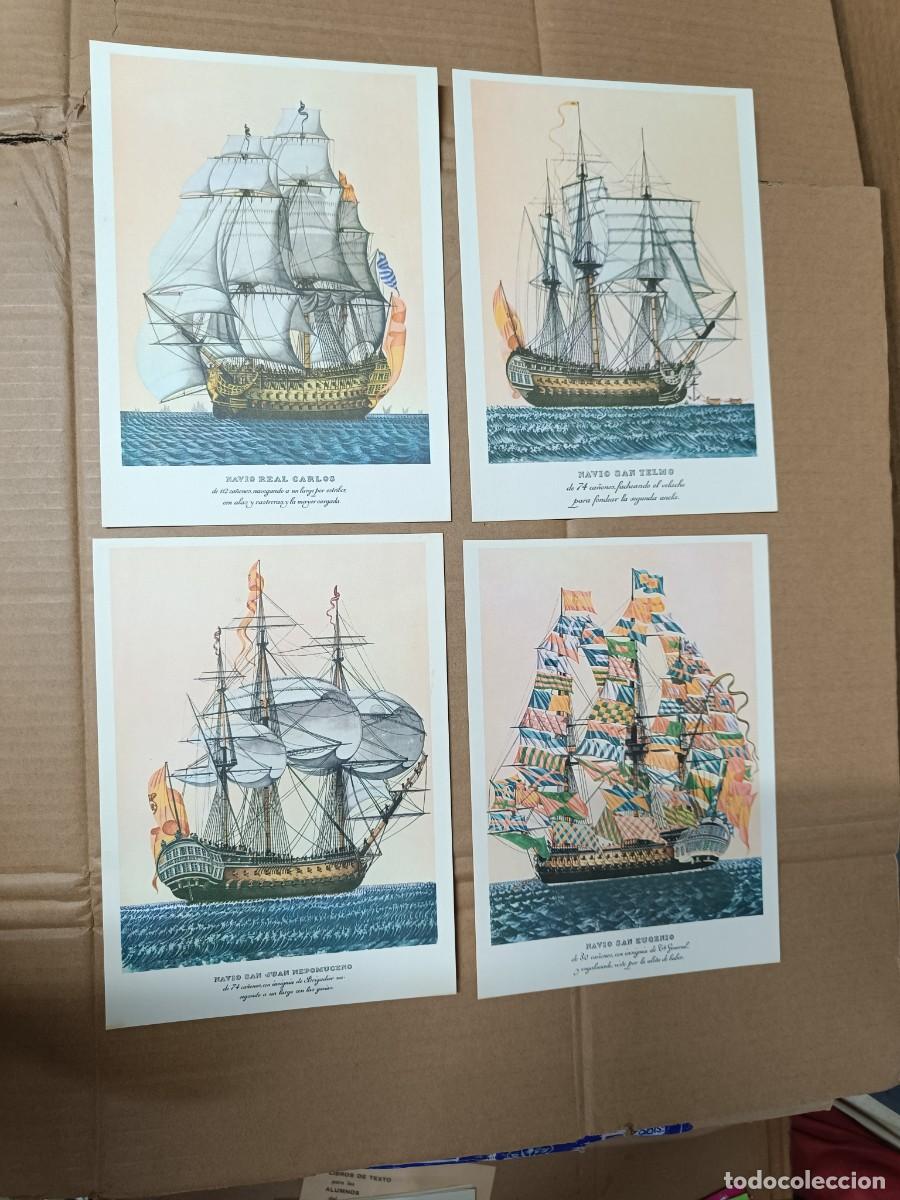 Militaria: LOTE DE 4 ANTIGUAS LAMINAS, BARCOS ESPA&Ntilde;OLES, MARINA MILITAR, ARMADA, NAVIOS GUERRA -P25