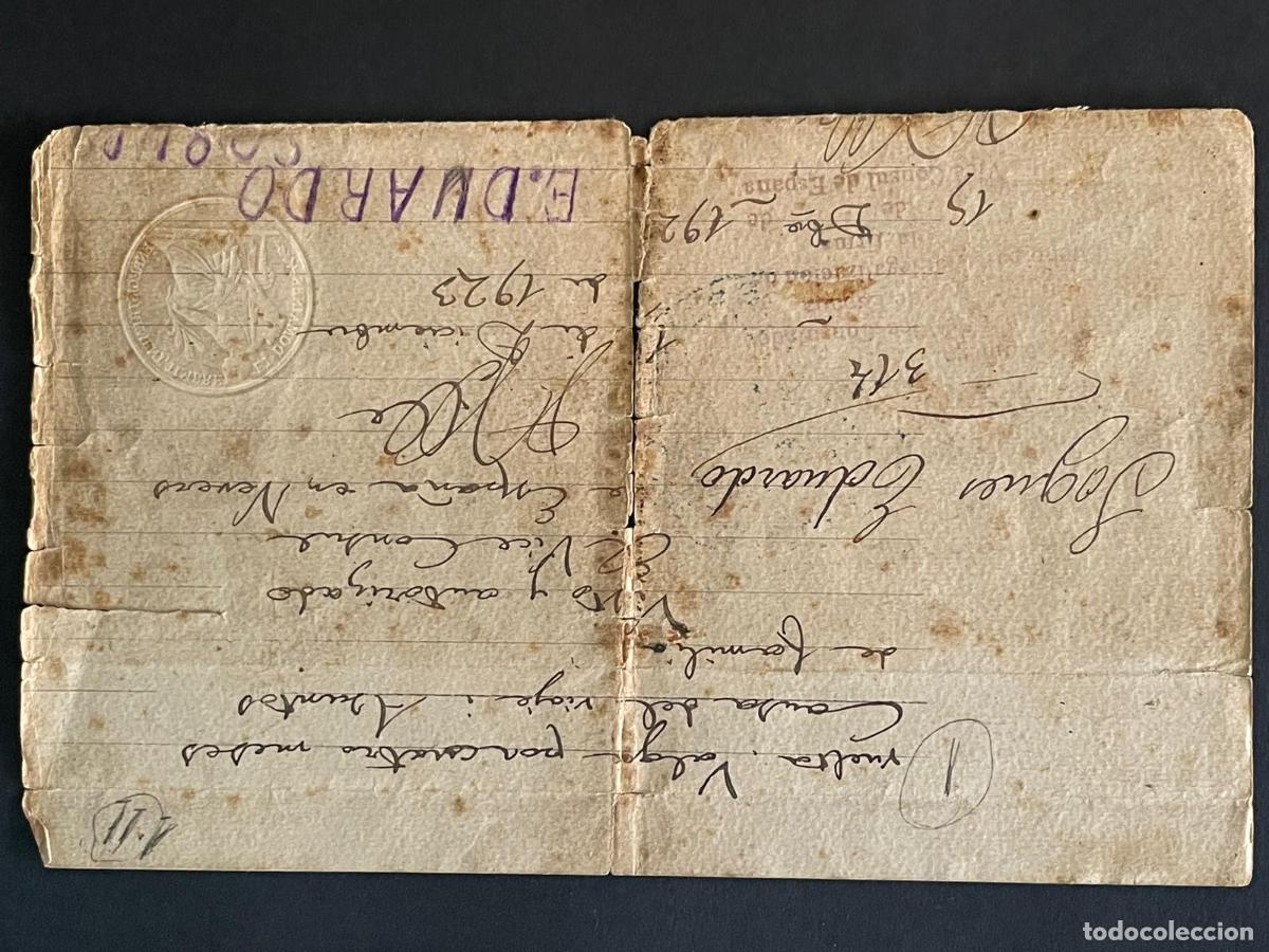 Militaria: DOCUMENTO ESCRITO AL VICE CONSUL DE ESPA&Ntilde;A EN FRANCIA 1923